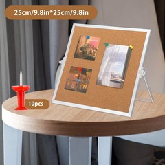 2 PCS 9.8×9.8 Inch Double Sided Desktop Cork Bulletin Board Aluminum Border