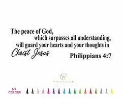 Philippian 4:7 Peace God Christ Jesus Bible Verse Wall Quote Vinyl Decal Sticker