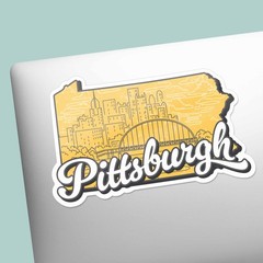 Retro Pittsburgh PA Map Sticker – PGH Pennsylvania Decal