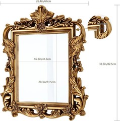 Vintage Gold Baroque Mirror – 26.3» x 32.6» Ornate Wall Decor