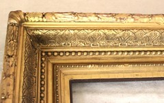 ANTIQUE FITS 6 X 8″ VICTORIAN PICTURE FRAME WOOD ORNATE GOLD BLACK MARBLE DEEP