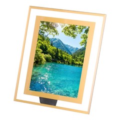11.8 x 9.8 Inch Glass Photo Frame Vertical or Horizontal Picture Frame Gold