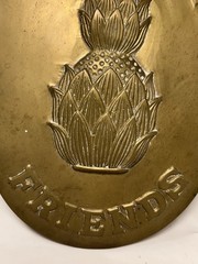 Vintage Solid Brass “Welcome Friends” Plaque Wall Mount 9” Upper Deck 1988