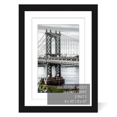 11×14 Picture Frames Solid Wood Display Pictures 9×12 or 8×10 with Mat or 11x…