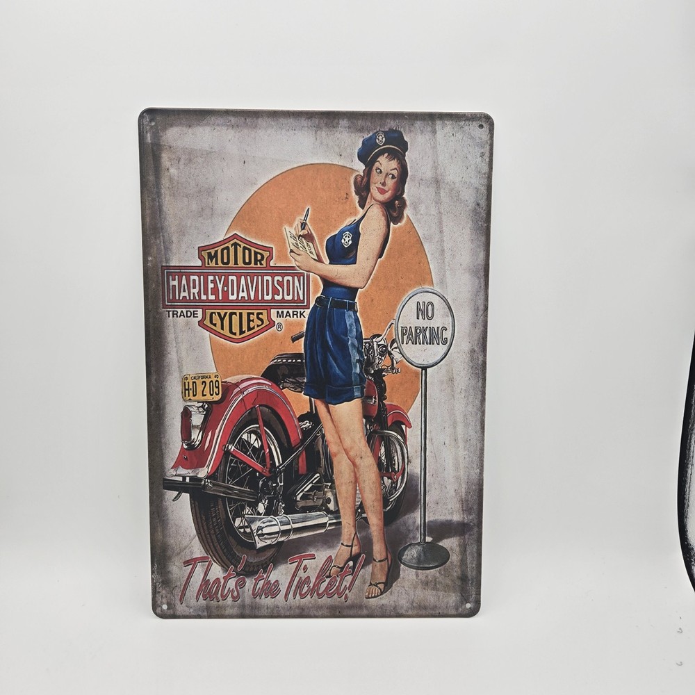 Harley-Davidson Sexy Girl Sign for Wall Vintage Metal Tin Retro 11.8″ x 7.8″