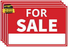 4PC for Sale Sign Car, 12 Inches by 8 Inches – 20 Mil Polystyrene Plastic – Car