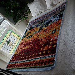 USA OOAK Crocheted New Multicolor Throw Blanket Groovyghan 43″ X 58″ Easy Care