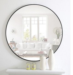 Elegant Decor Eternity 42″ Round Metal Frame Mirror in Black