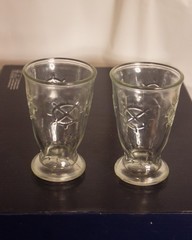 Vintage Embossed Clear Glasses – 4 oz – Nautical Star Pattern – Set of 2