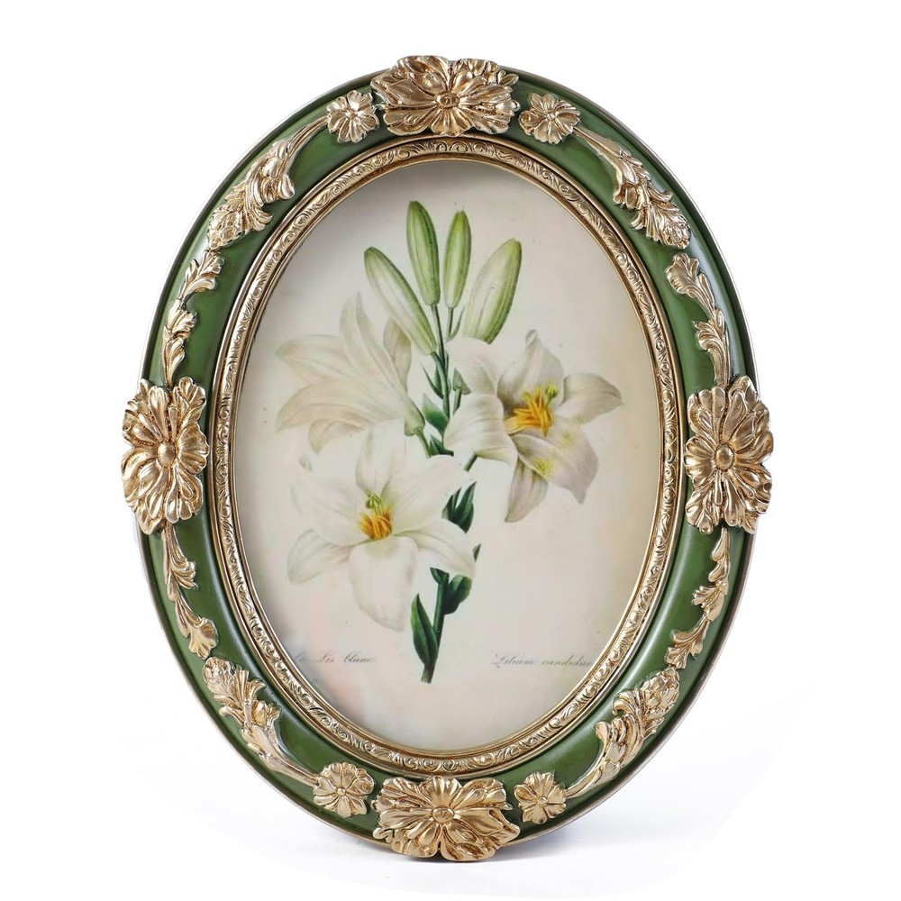 Vintage Picture Frames 4×6 Oval Green Antique Ornate Picture Frames with Embo…