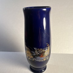 Blue Glossy Decorative Floral Bottle-Shaped Flower Vase, Free Standing