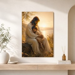Jesus Holding Child Canvas Wall Art Christian Religious Print Jesus With Kids