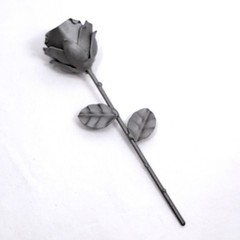 Wrought Iron Rose Handcrafted Metal Flower Sculpture Grey Art Decor SZ 10in LN