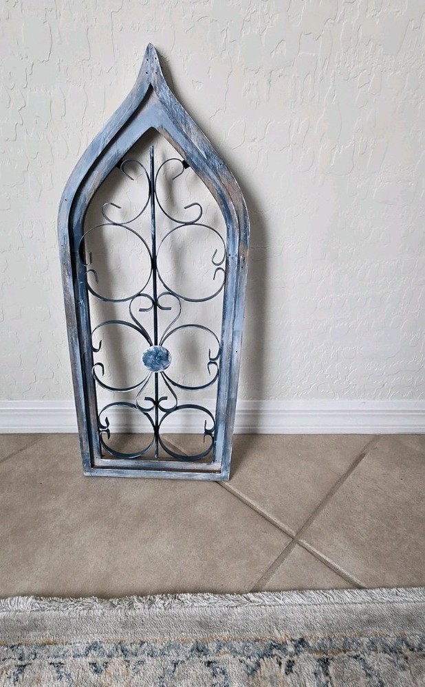Gothic Distressed Decorative Arched Metal And Wood Wall Decor