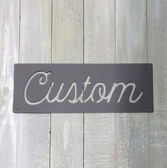 Metal 24″ Negative Space Custom Word Rectangle Hand Painted Plasma Cut Sign Art