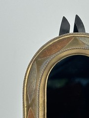 Moroccan Brass Mirror Copper Silver Arched Frame Wall Hanging 1970s VTG 5⅜»x3½»