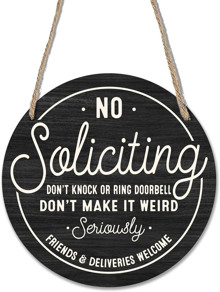 Wooden Sign for Front Door – No Soliciting, Don’t Knock or Ring Black