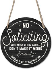 Wooden Sign for Front Door – No Soliciting, Don’t Knock or Ring Black