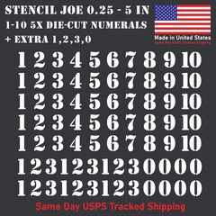 1-10 5x+ Stencil Joe Outdoor Vinyl Decal Numbers for Mailbox Door Address Locker