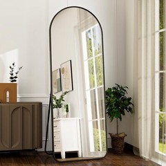 Full Length Floor Mount Mirror. Aluminum Alloy Frame Arch HD For Bedroom