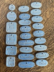 24 Decorative Clay Hanging Tags W/ Inspirational Motivational Words Green Gift