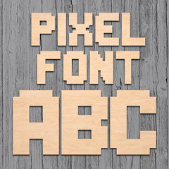 Pixel Wood Letters Numbers Cutout Unfinished Laser Cut 3mm Craft Thru 14″
