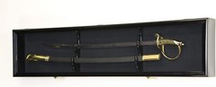 Sword Display Case Black & White Saber USMC NCO Navy Katana Blade Wood Cabinet