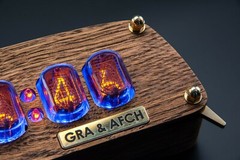 Brushed Oak Case for IN-12 Nixie Tubes Clock with Temperature F/C, Format 12/24H