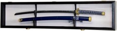 Sword Display Case Black & White Saber USMC NCO Navy Katana Blade Wood Cabinet