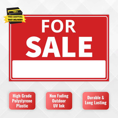 4PC for Sale Sign Car, 12 Inches by 8 Inches – 20 Mil Polystyrene Plastic – Car