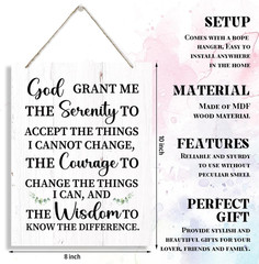 Rustic Serenity Prayer Wall Art – Inspirational Wooden Sign for Home Office