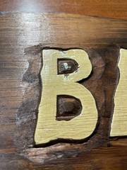 Scratch & Dent 39 In. Hand Carved `Tiki Bar` Sign with Palm Trees