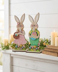 2 piece easter wooden bunny decor,easter decorations,easter Red And White