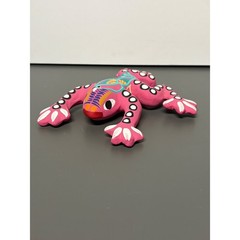 Mexican Folk Art Pink Clay Frog Alebrije Hand Painted Wall Decor Figurine 5.5″