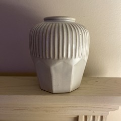 Hearth & Hand w/Magnolia 6″ Octagonal Stoneware Decorative Ceramic Beige Vase
