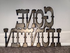 Rustic Metal Gone Huntin Sign – Western Cabin Decor Wall Art – 10” x 7.5”