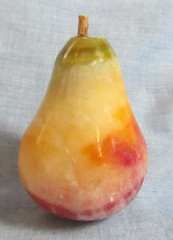 SOLID MARBLE MULTI COLOR FRUIT PEAR WITH WOOD STEM