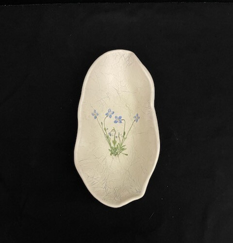 Bluets by Maine Learkas Pottery Trinket Dish Floral Asymmetrical