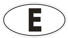 E Spain Country Code Oval Bumper Sticker or Helmet Sticker D949