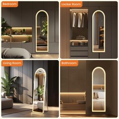 Curved/rectangular LED full-length mirror Floor-length full-length mirror