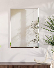 Beveled Edge Frameless Rectangular Wall Mirror for Any Room, 28×20 Inch