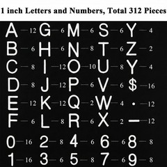 312 PCS 1 Inch White Plastic Letter Board Letters Numbers Replacement Set