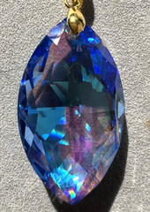 Swarovski 8745‑38 Medium Sapphire AB Cats Eye Prism Pendant Suncatcher 1.5″ Gold
