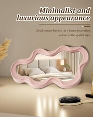 Funky Wavy Mirror 16″x10″ Pink Irregular Wall Hanging Mirror Special-Shaped V