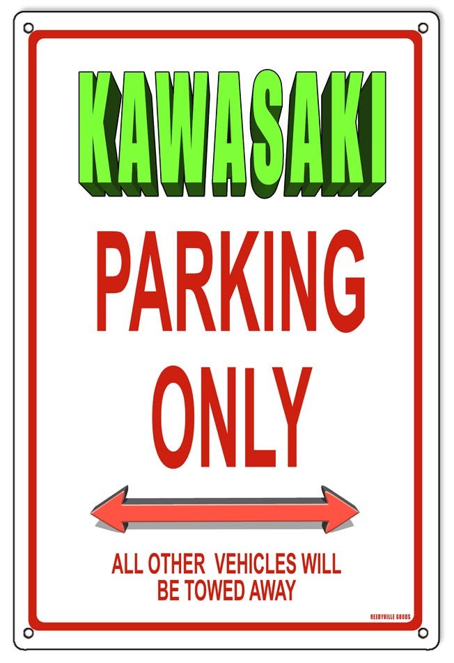 Kawasaki Parking Only Metal Sign 12×18 Aluminum Garage Wall Decor Gift