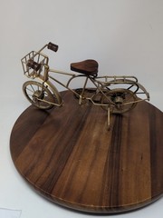 Vintage Bicycle Sculpture, Table Top or Shelf, Steel & Wood 14″ Hand Made