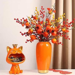 Ceramic Large VaseOrange 11.8 Inch Tall Floor VaseRustic Decorative VasesTerr…