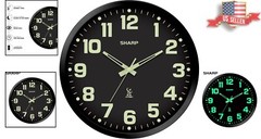 Elegant 12″ Black Frame Atomic Clock – Glow in the Dark Numbers for Day or Night