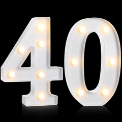 8.7» Birthday Decorative LED Light up Numbers, Glitter Marquee Number Sign f…