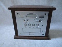 Sharp Tech Atomic LCD Digital Desk Clock Wood Framed Tested Works Accurately.